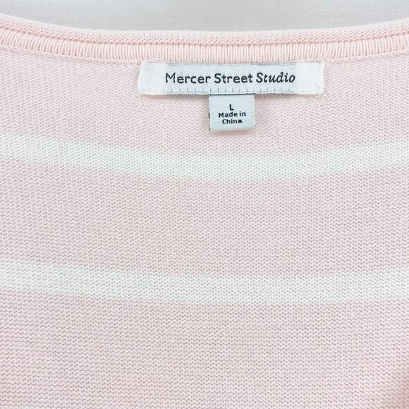 MERCER STREET STUDIO Pink Striped Scoop Neck Tee - Picture 3 of 10